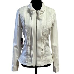 BGN&Co Off White Frill Ruffled Pleated Jacket Size 3/4